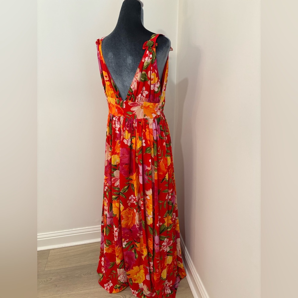 Ronny Kobo Sallee Red Floral Maxi Dress Size L - Picture 6 of 12